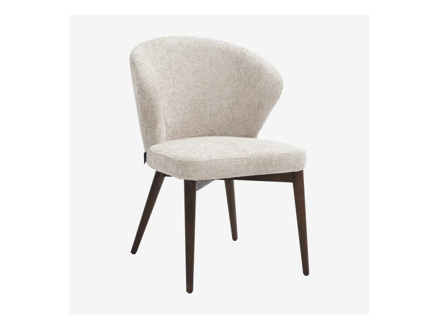 Habitat - Lot de 2 chaises en tissu chenille et bois massif couleur noyer - Crème - Luris