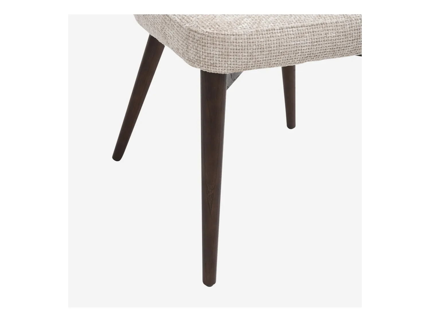 Habitat - Lot de 2 chaises en tissu chenille et bois massif couleur noyer - Crème - Luris