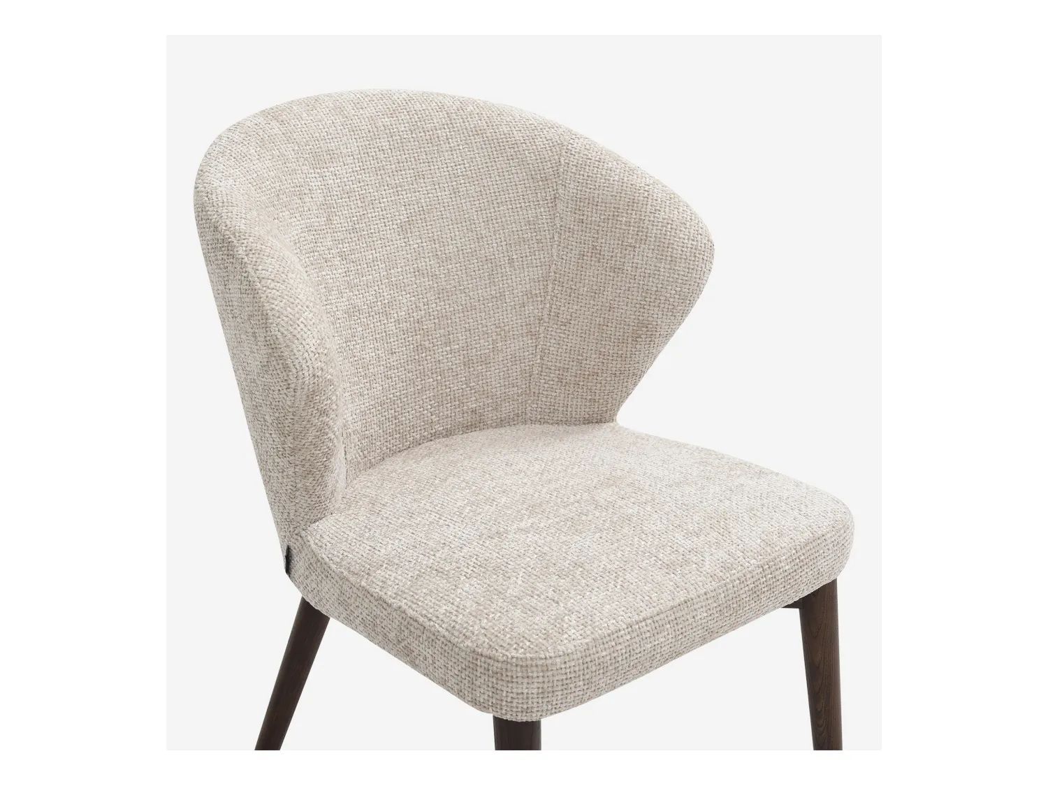 Habitat - Lot de 2 chaises en tissu chenille et bois massif couleur noyer - Crème - Luris