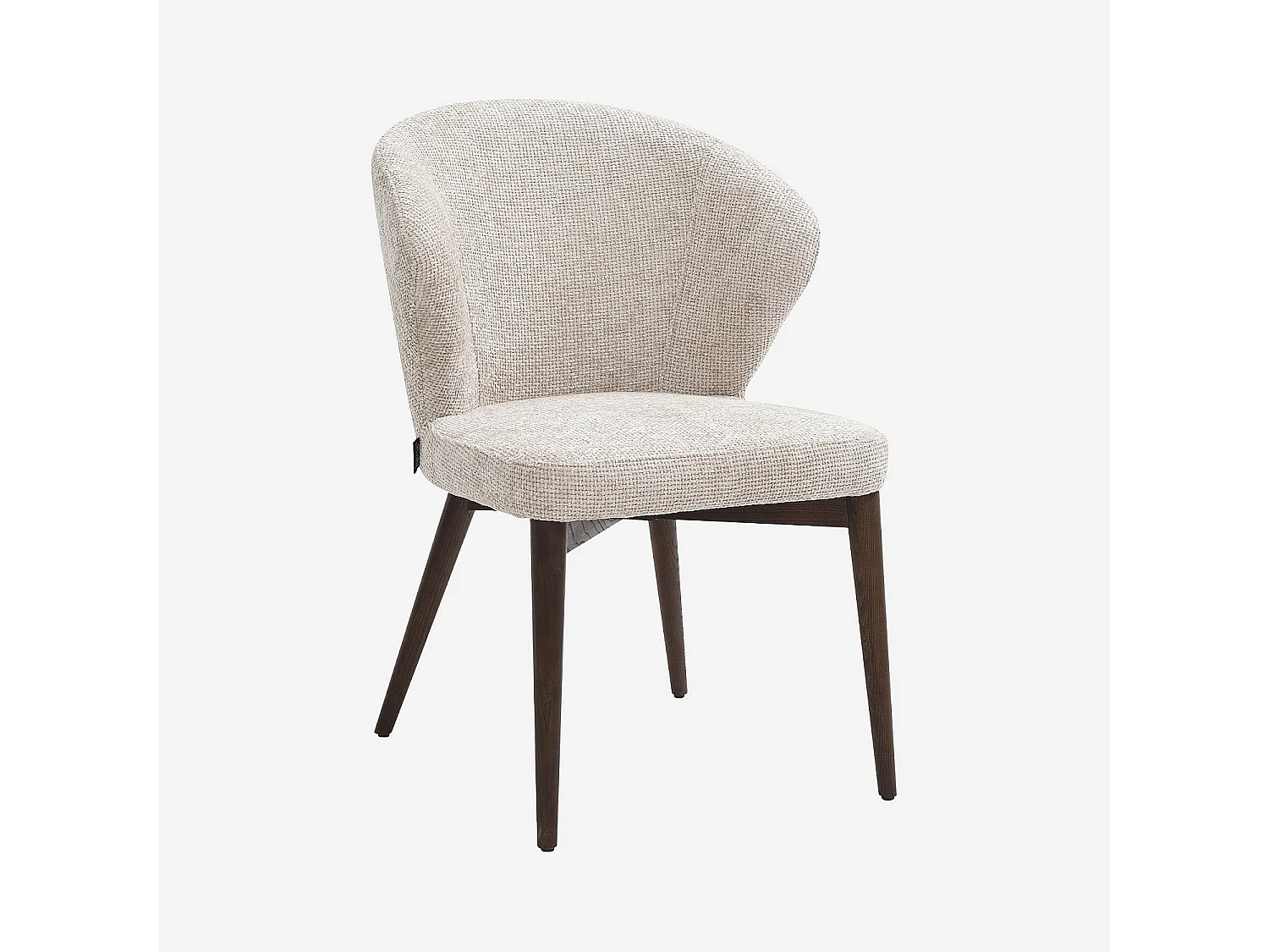 Lot de 2 chaises en tissu chenille et bois massif couleur noyer - Crème