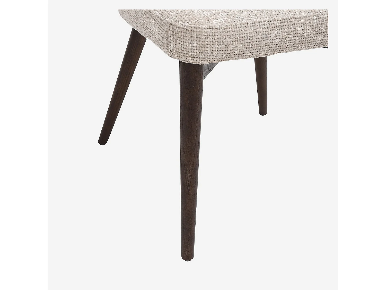 Lot de 2 chaises en tissu chenille et bois massif couleur noyer - Crème