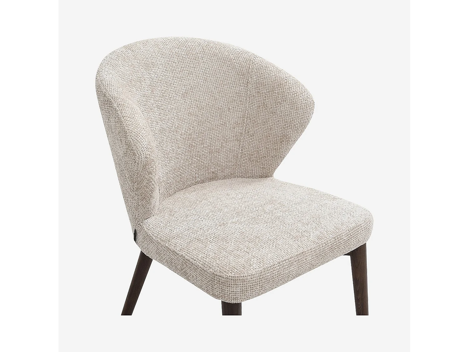 Lot de 2 chaises en tissu chenille et bois massif couleur noyer - Crème