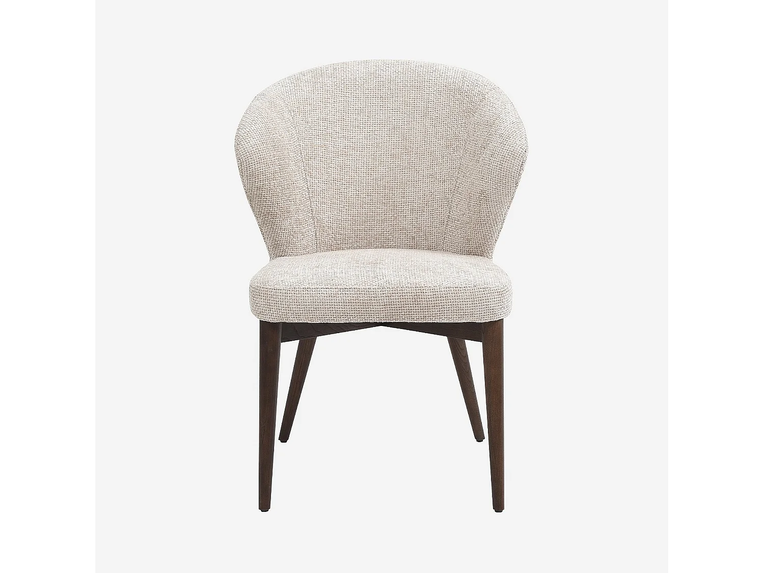 Lot de 2 chaises en tissu chenille et bois massif couleur noyer - Crème