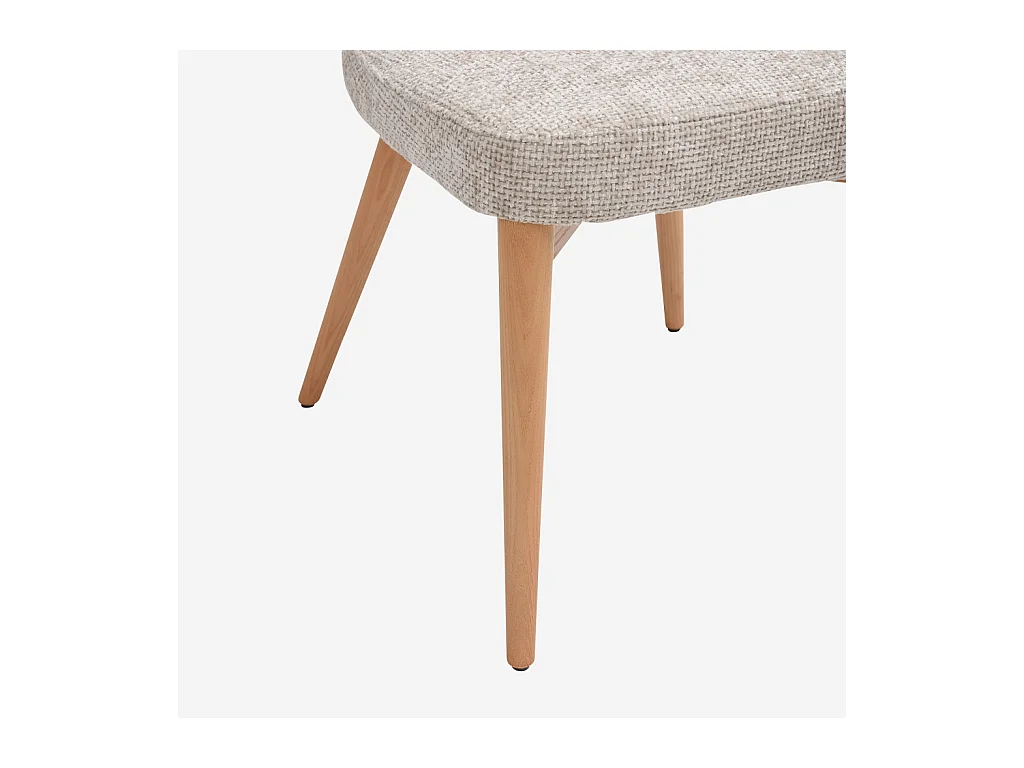 Habitat - Lot de 2 chaises en tissu chenille et bois massif couleur chêne - Crème - Luris