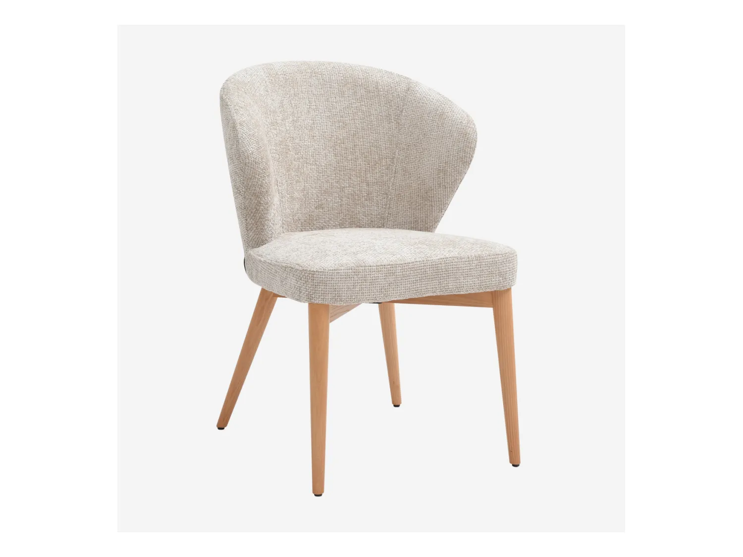 Habitat - Lot de 2 chaises en tissu chenille et bois massif couleur chêne - Crème - Luris