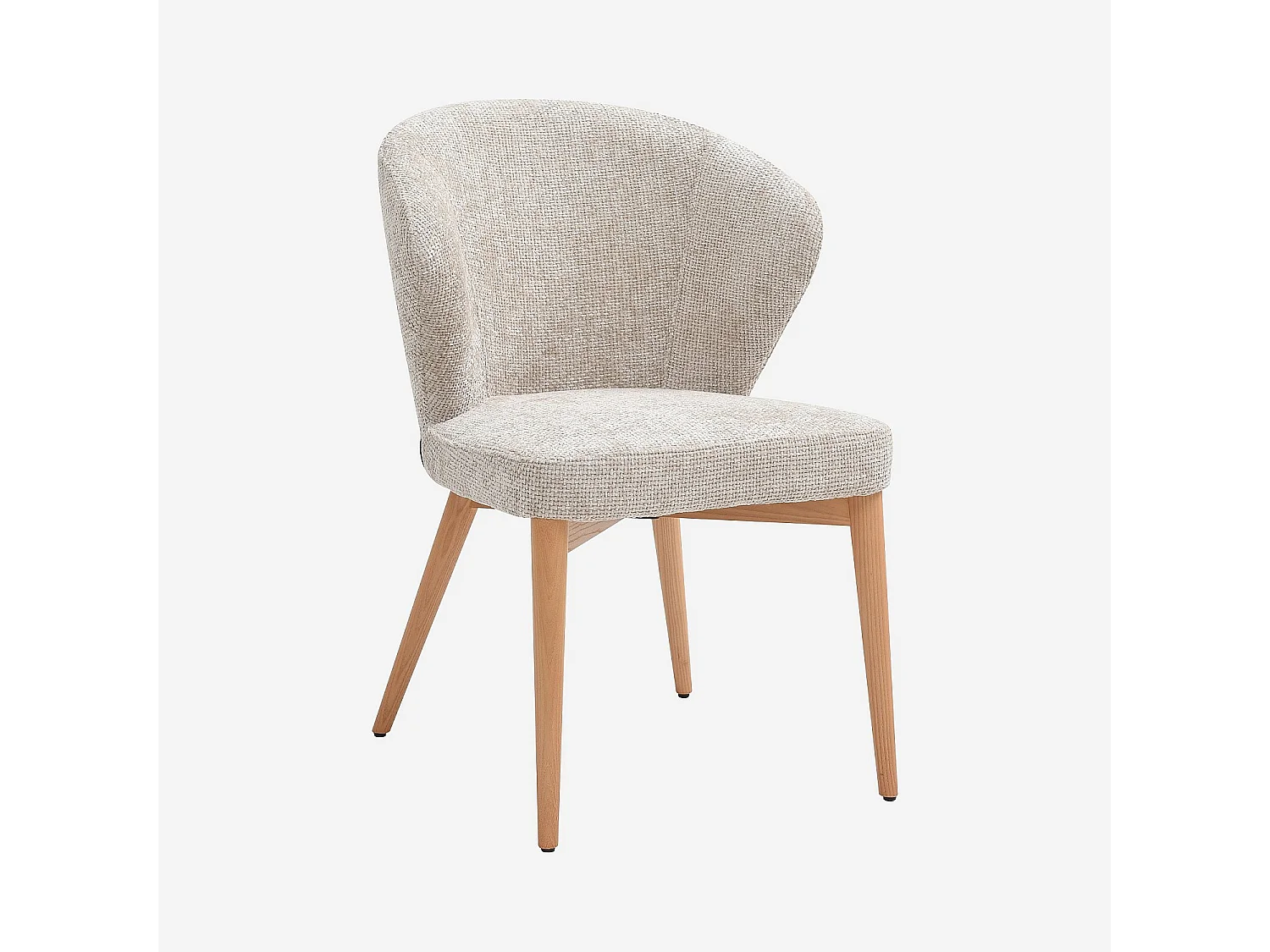 Habitat - Lot de 2 chaises en tissu chenille et bois massif couleur chêne - Crème - Luris