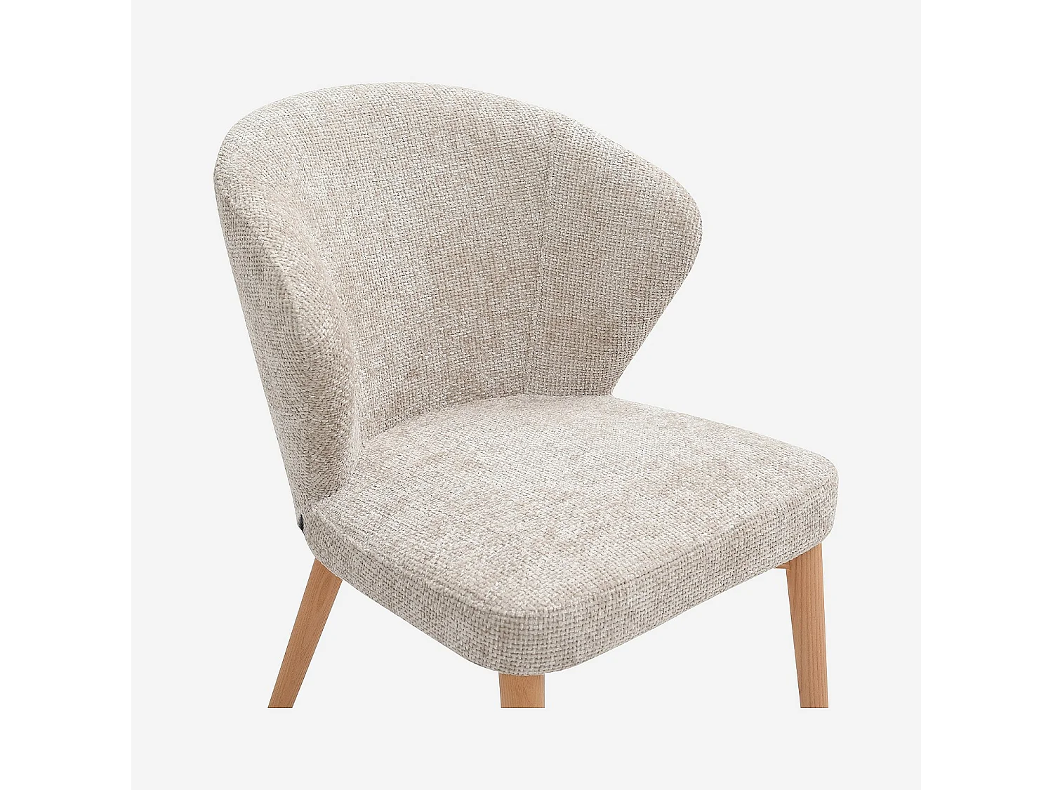 Lot de 2 chaises en tissu chenille et bois massif couleur chêne - Crème