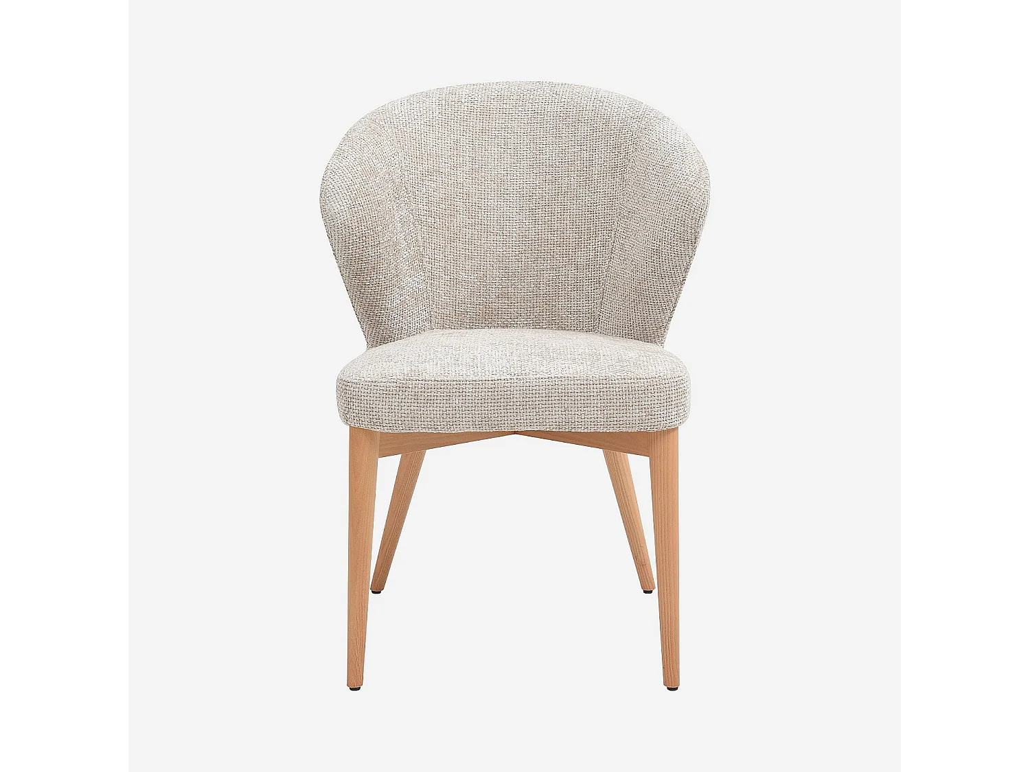 Lot de 2 chaises en tissu chenille et bois massif couleur chêne - Crème