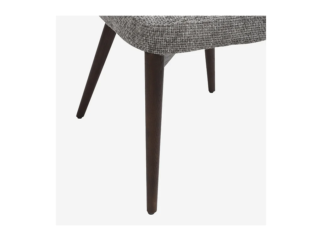 Habitat - Lot de 2 chaises en tissu chenille et bois massif couleur noyer - Gris argent - Luris