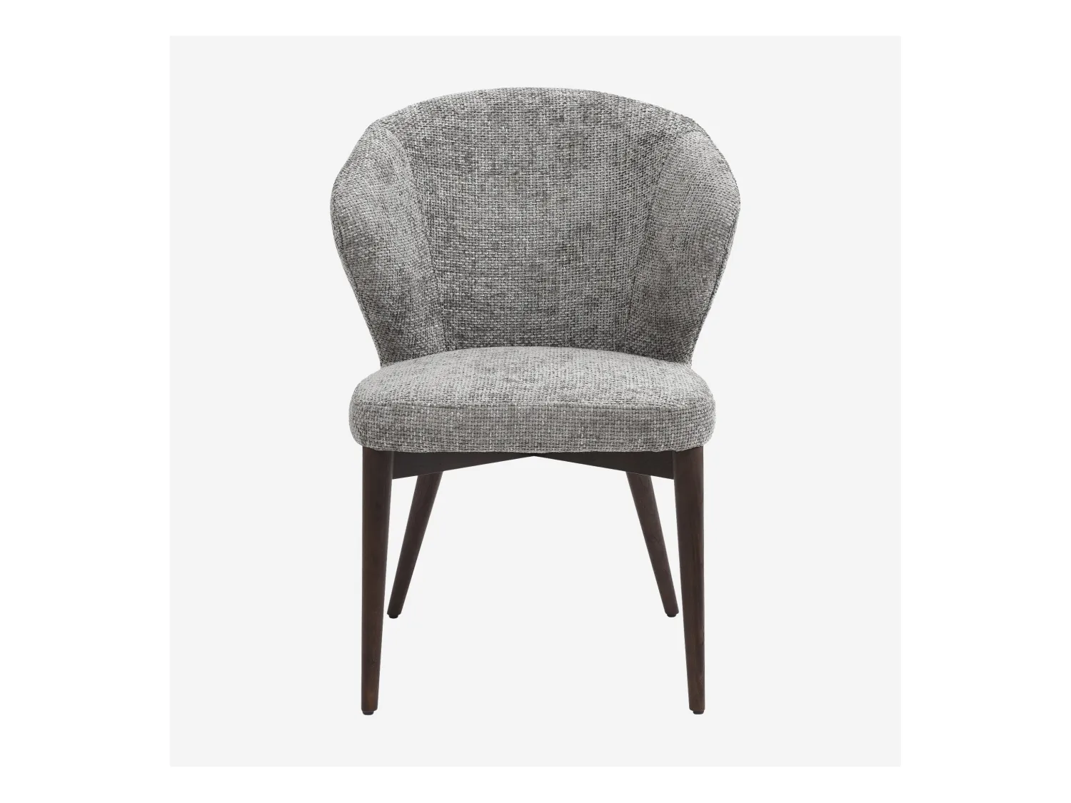 Habitat - Lot de 2 chaises en tissu chenille et bois massif couleur noyer - Gris argent - Luris