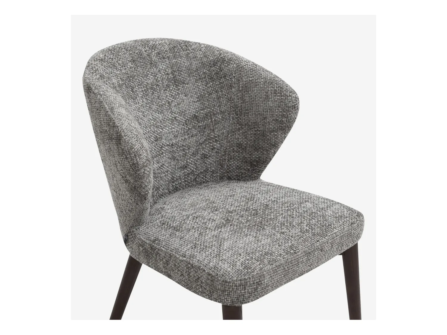 Habitat - Lot de 2 chaises en tissu chenille et bois massif couleur noyer - Gris argent - Luris