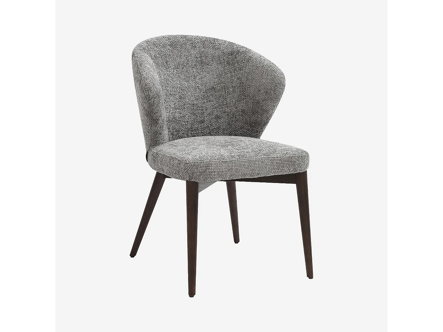 Habitat - Lot de 2 chaises en tissu chenille et bois massif couleur noyer - Gris argent - Luris