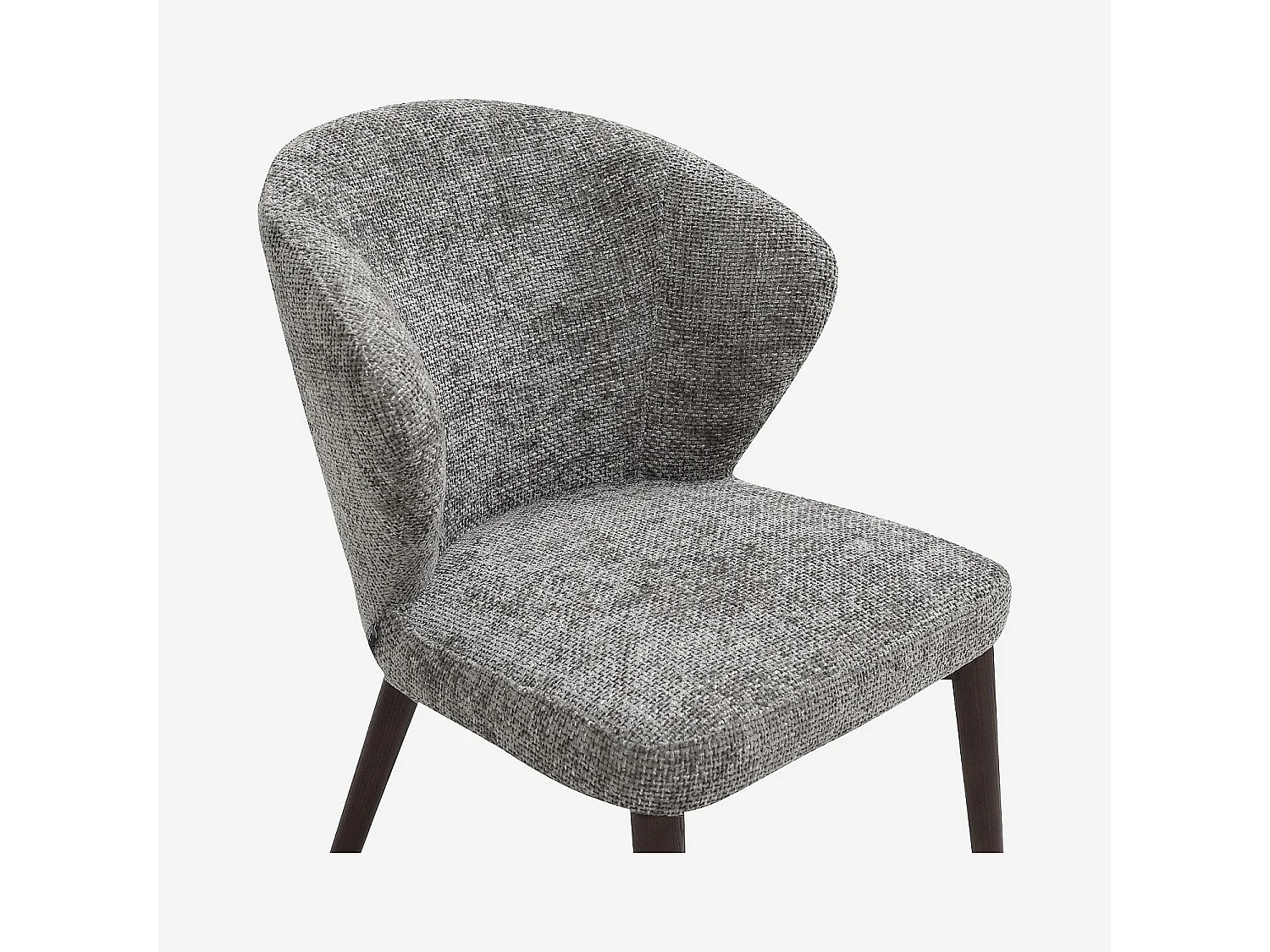 Lot de 2 chaises en tissu chenille et bois massif couleur noyer - Gris argent