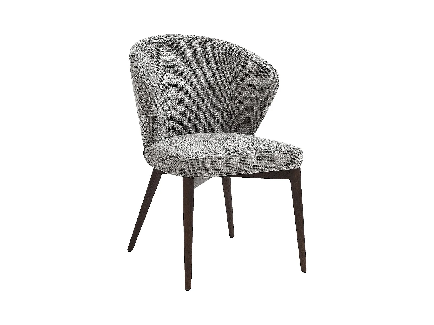 Habitat - Lot de 2 chaises en tissu chenille et bois massif finition noyer - Gris argent - Luris