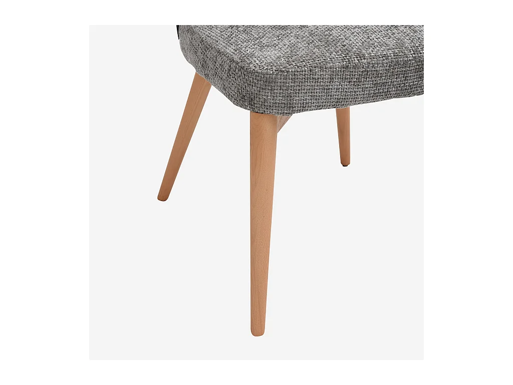 Habitat - Lot de 2 chaises en tissu chenille et bois massif couleur chêne - Gris argent - Luris