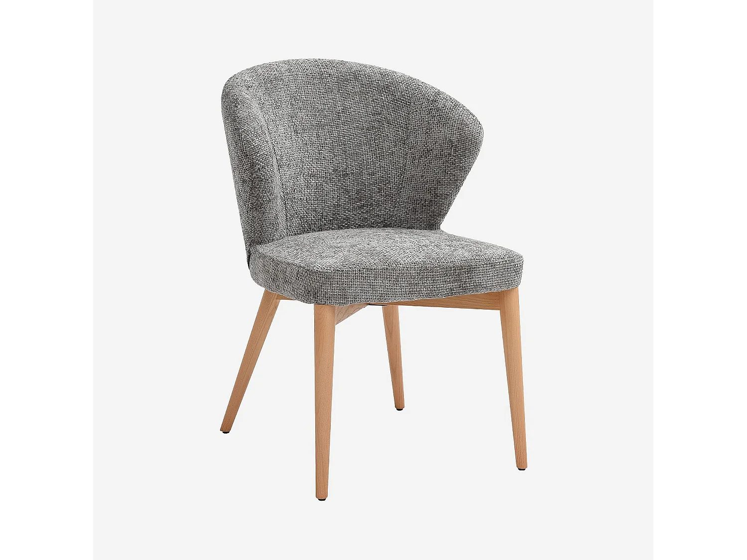 Habitat - Lot de 2 chaises en tissu chenille et bois massif couleur chêne - Gris argent - Luris