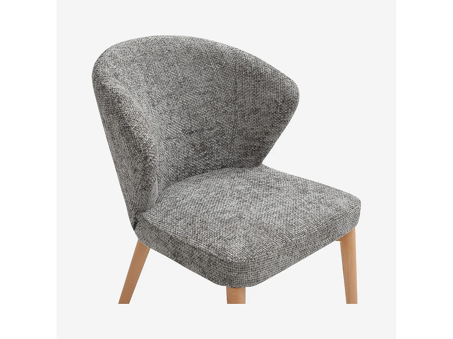 Habitat - Lot de 2 chaises en tissu chenille et bois massif couleur chêne - Gris argent - Luris