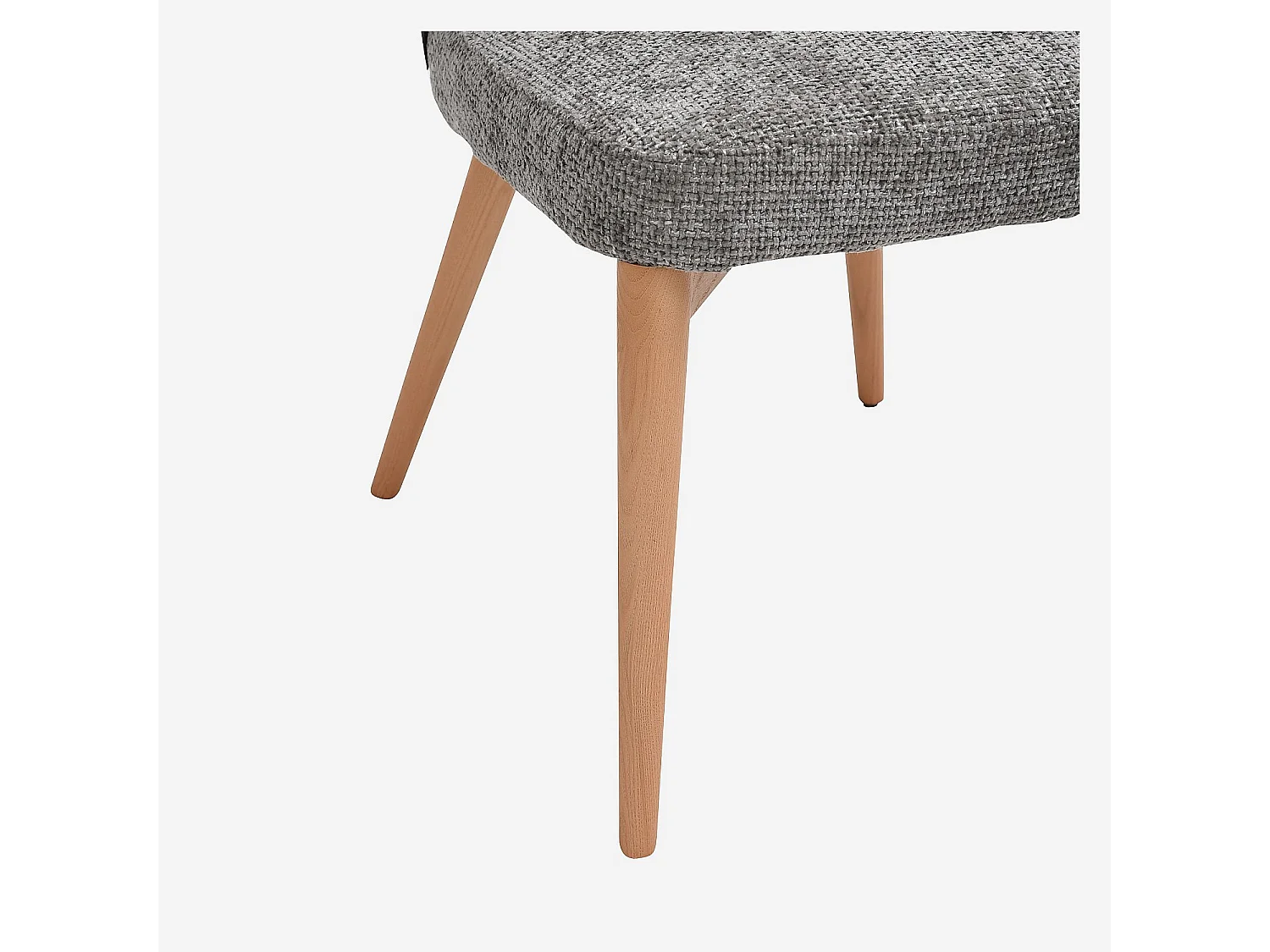 Lot de 2 chaises en tissu chenille et bois massif couleur chêne - Gris argent