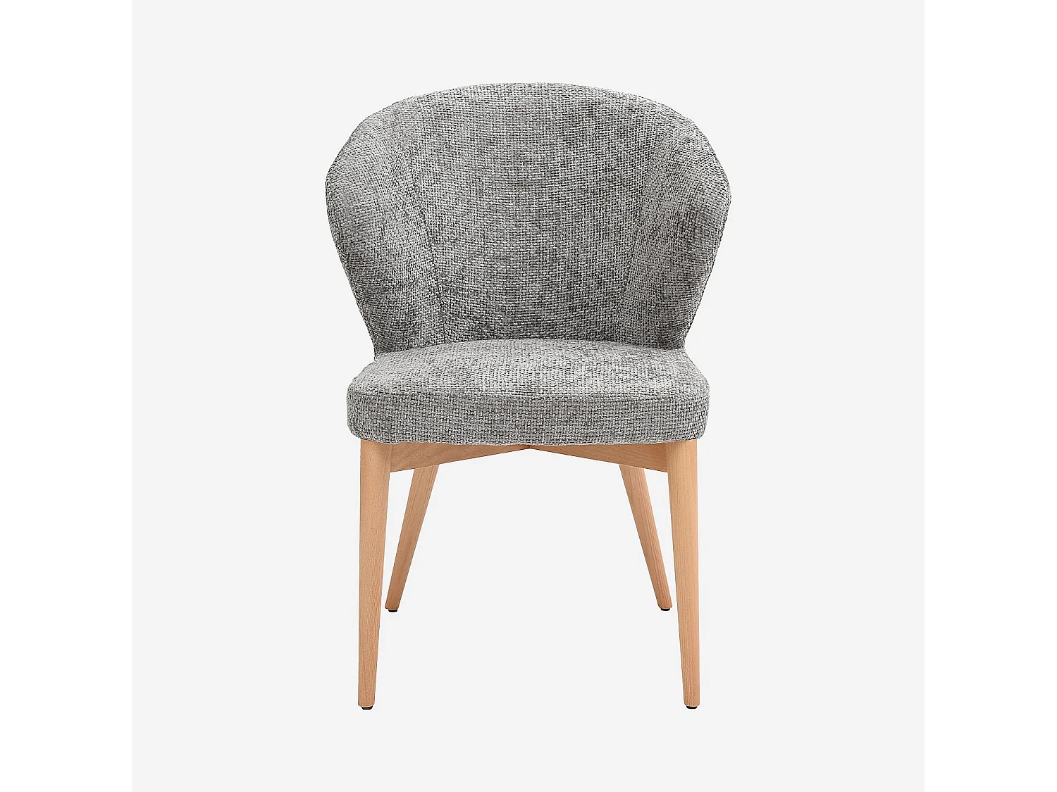 Lot de 2 chaises en tissu chenille et bois massif couleur chêne - Gris argent