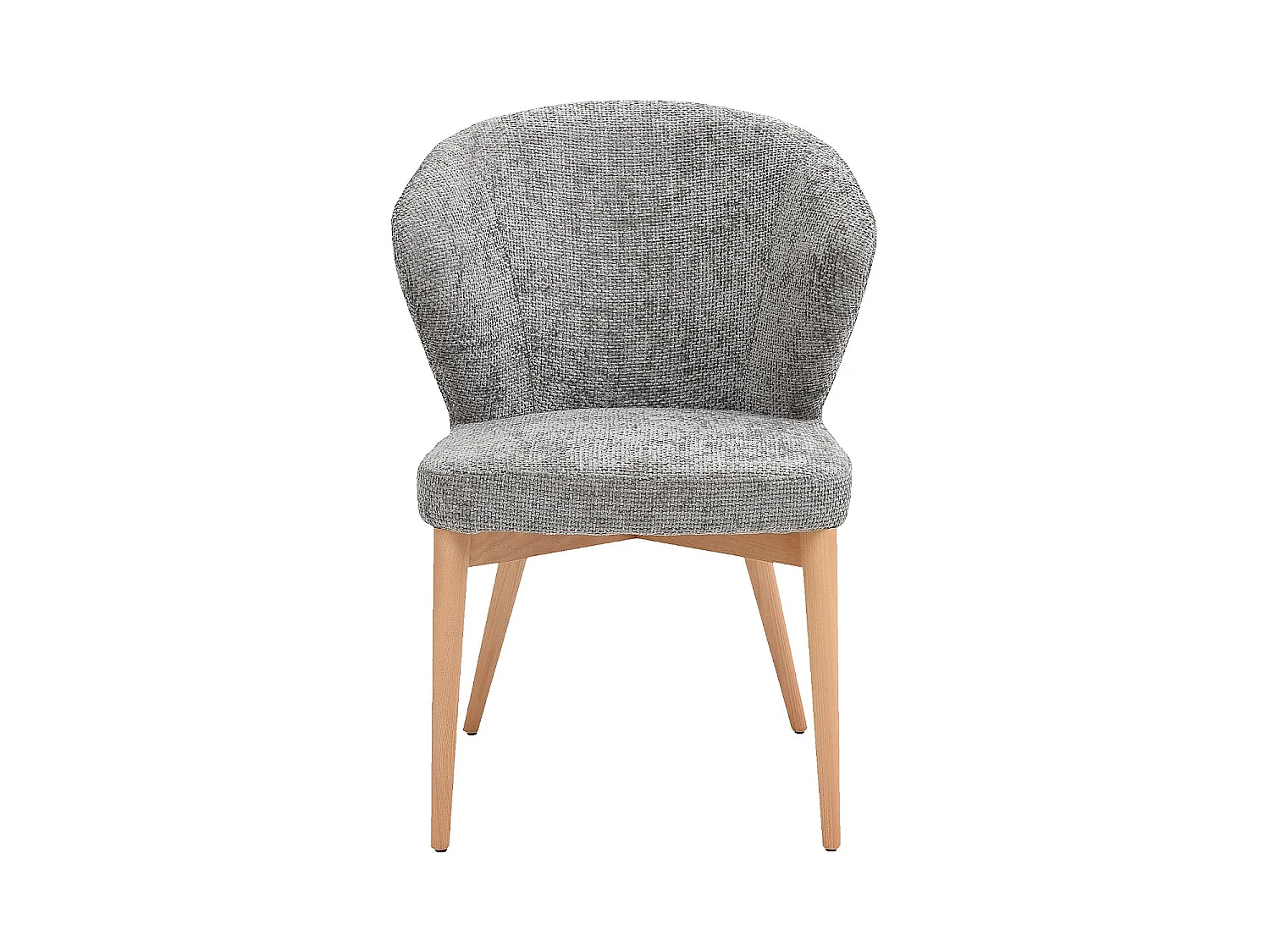 Habitat - Lot de 2 chaises en tissu chenille et bois massif finition chêne - Gris argent - Luris