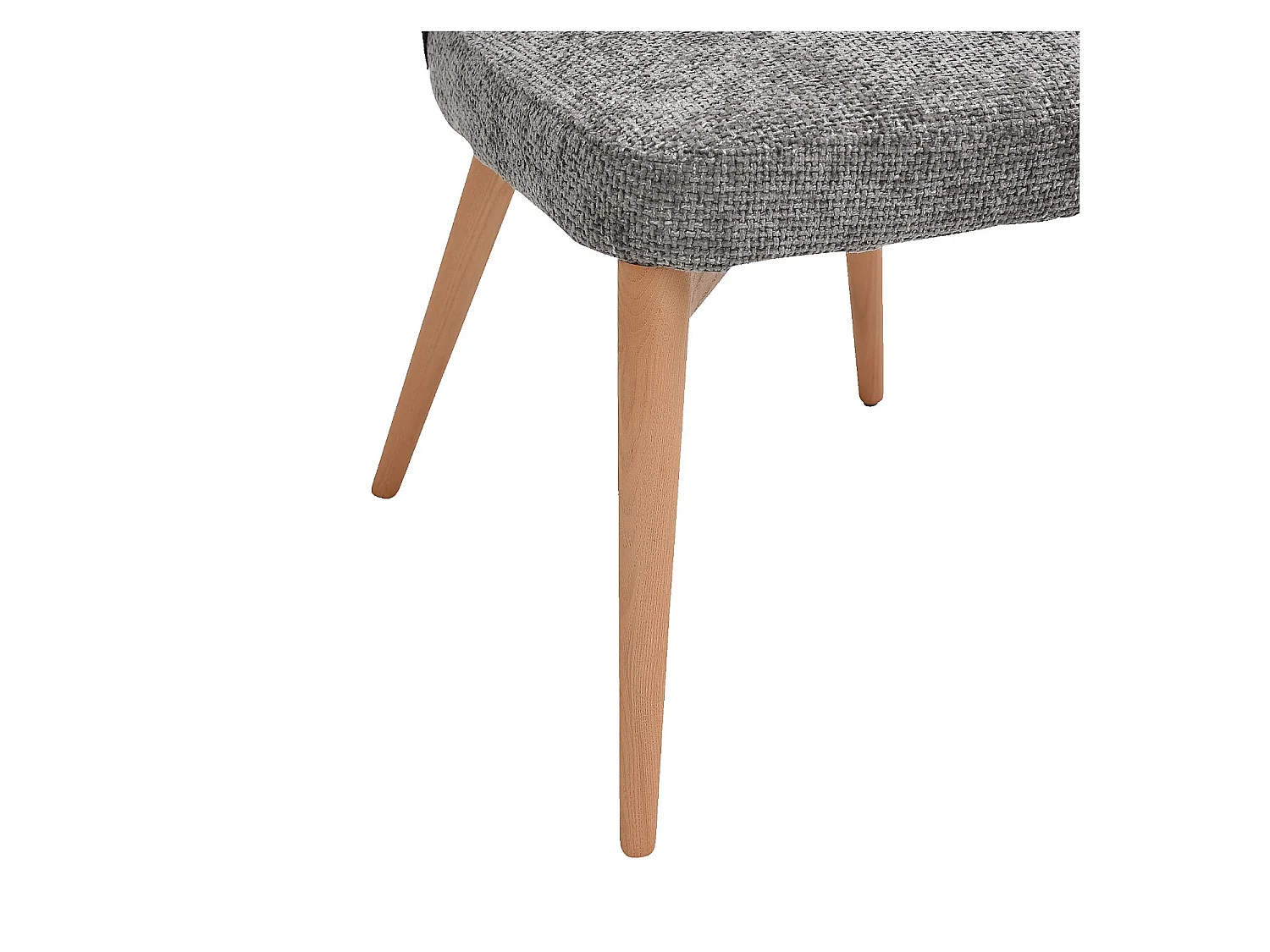 Habitat - Lot de 2 chaises en tissu chenille et bois massif finition chêne - Gris argent - Luris