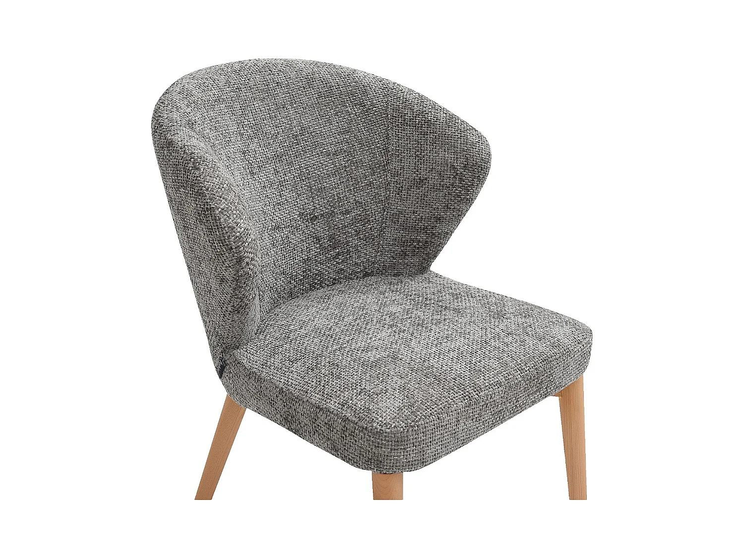 Habitat - Lot de 2 chaises en tissu chenille et bois massif finition chêne - Gris argent - Luris