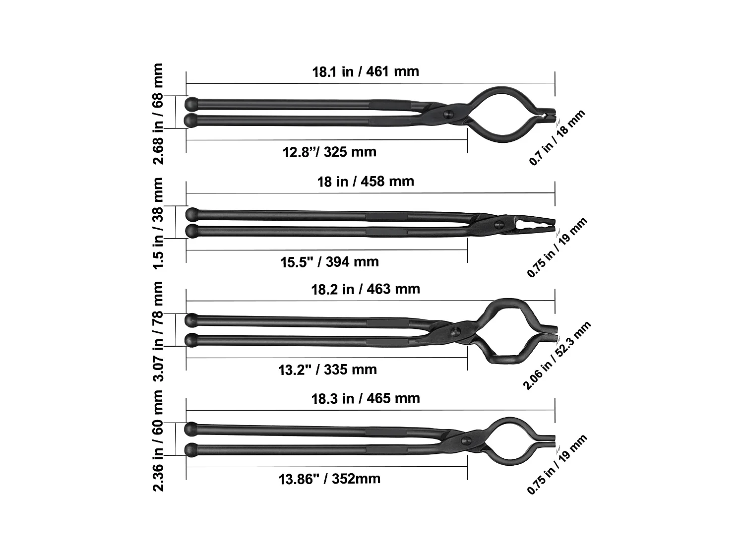 Pince de Forge SucceBuy, 46 cm, 4 Boulons V-Bit, Mâchoire de Loup, Préhension Z V-Bit