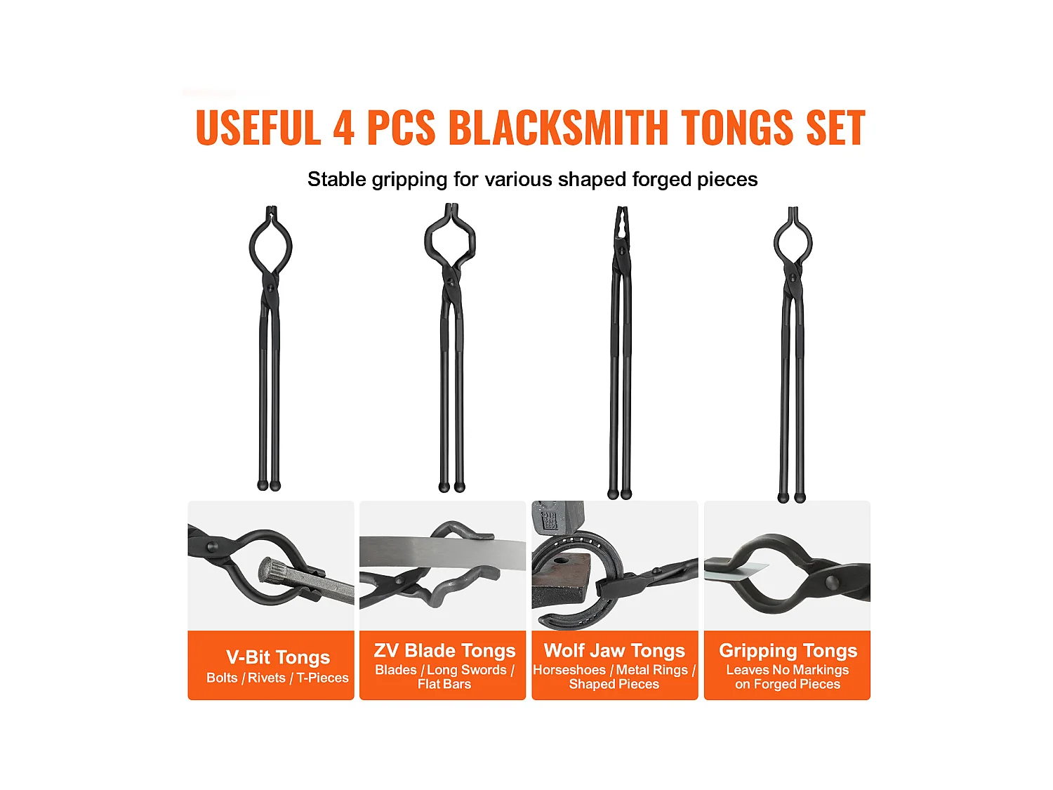 Pince de Forge SucceBuy, 46 cm, 4 Boulons V-Bit, Mâchoire de Loup, Préhension Z V-Bit
