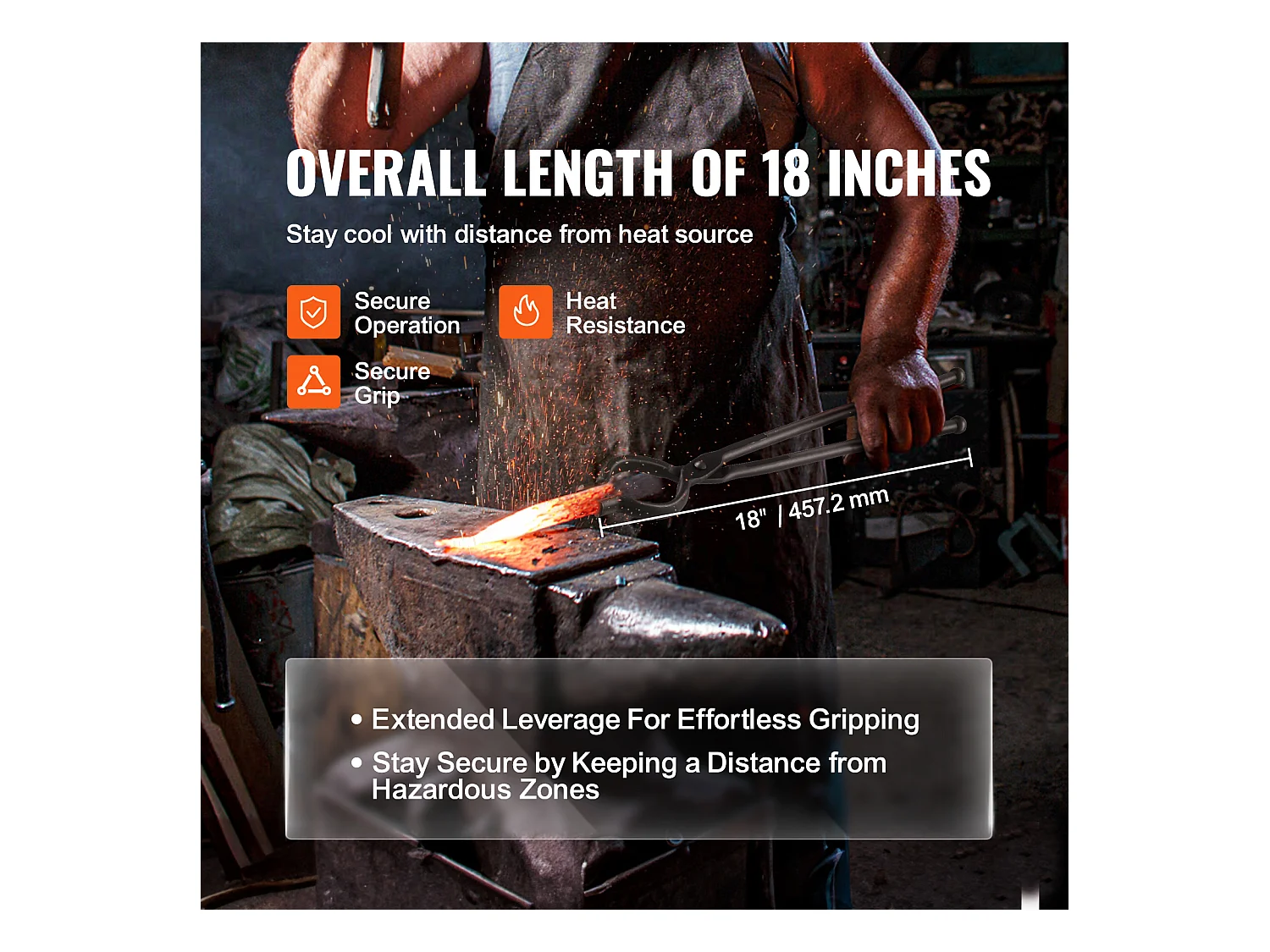 Pince de Forge SucceBuy, 46 cm, 4 Boulons V-Bit, Mâchoire de Loup, Préhension Z V-Bit