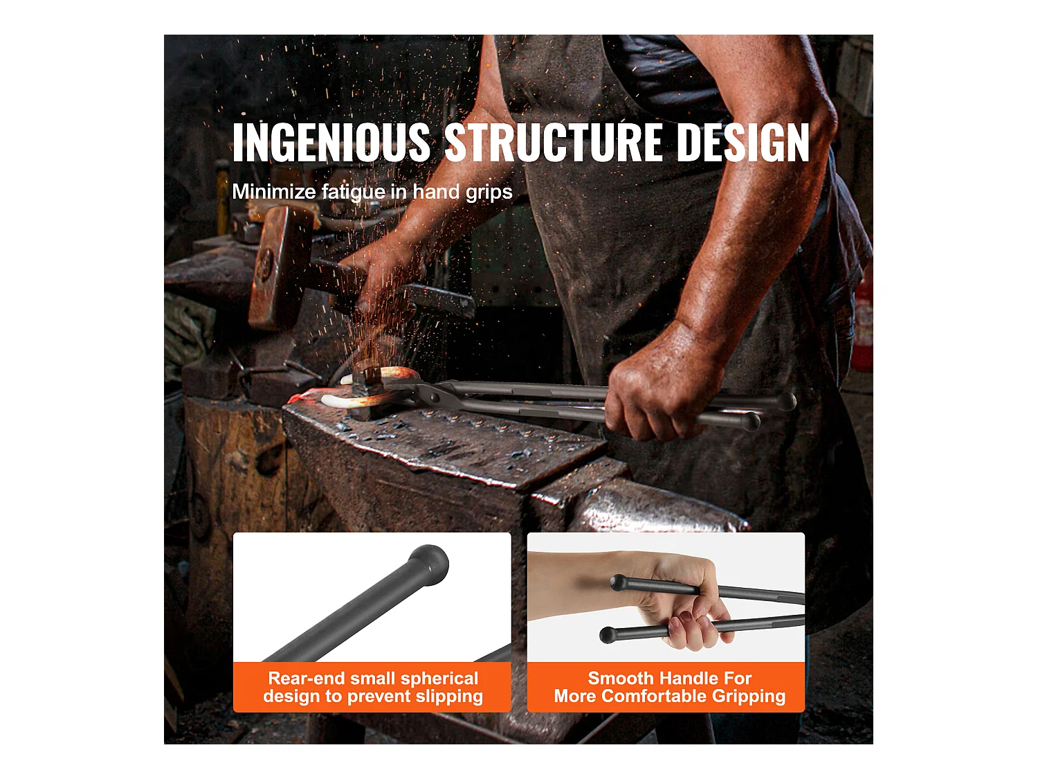 Pince de Forge SucceBuy, 46 cm, 4 Boulons V-Bit, Mâchoire de Loup, Préhension Z V-Bit