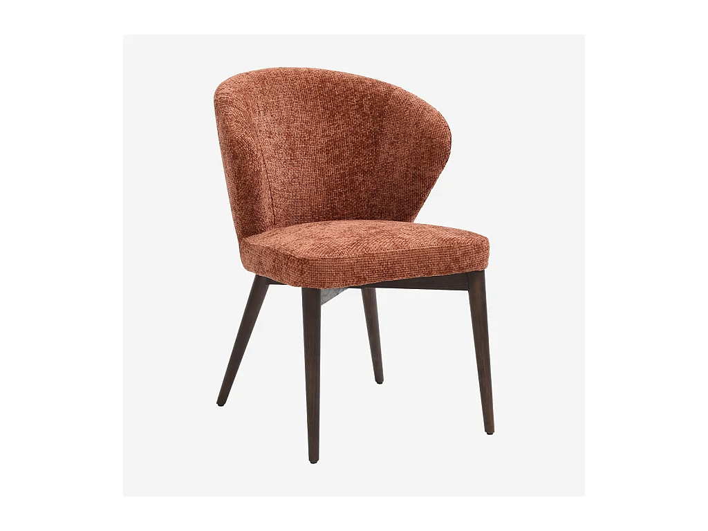 Habitat - Lot de 2 chaises en tissu chenille et bois massif couleur noyer - Terracotta - Luris