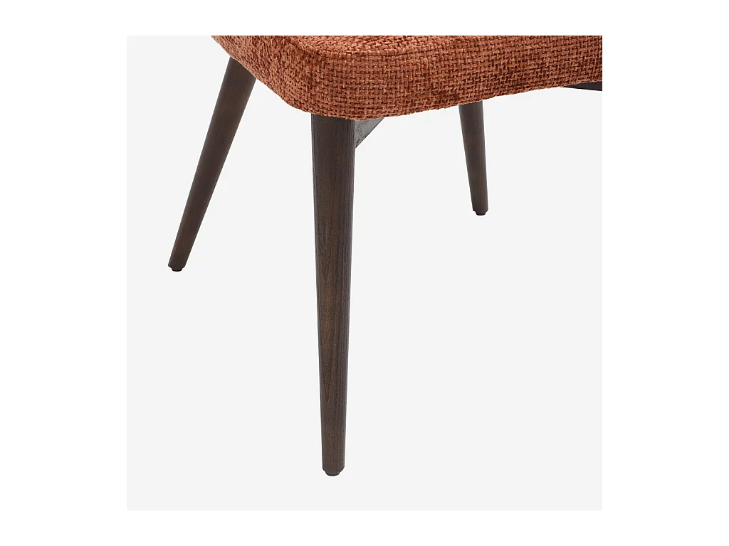 Habitat - Lot de 2 chaises en tissu chenille et bois massif couleur noyer - Terracotta - Luris