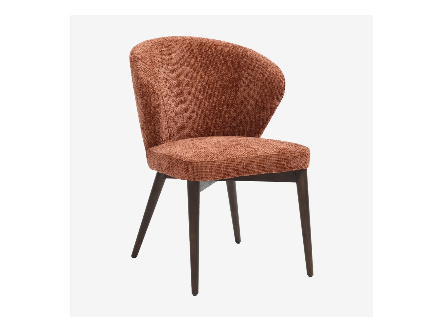 Habitat - Lot de 2 chaises en tissu chenille et bois massif couleur noyer - Terracotta - Luris