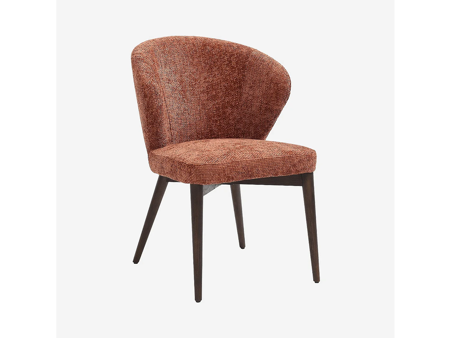 Habitat - Lot de 2 chaises en tissu chenille et bois massif couleur noyer - Terracotta - Luris