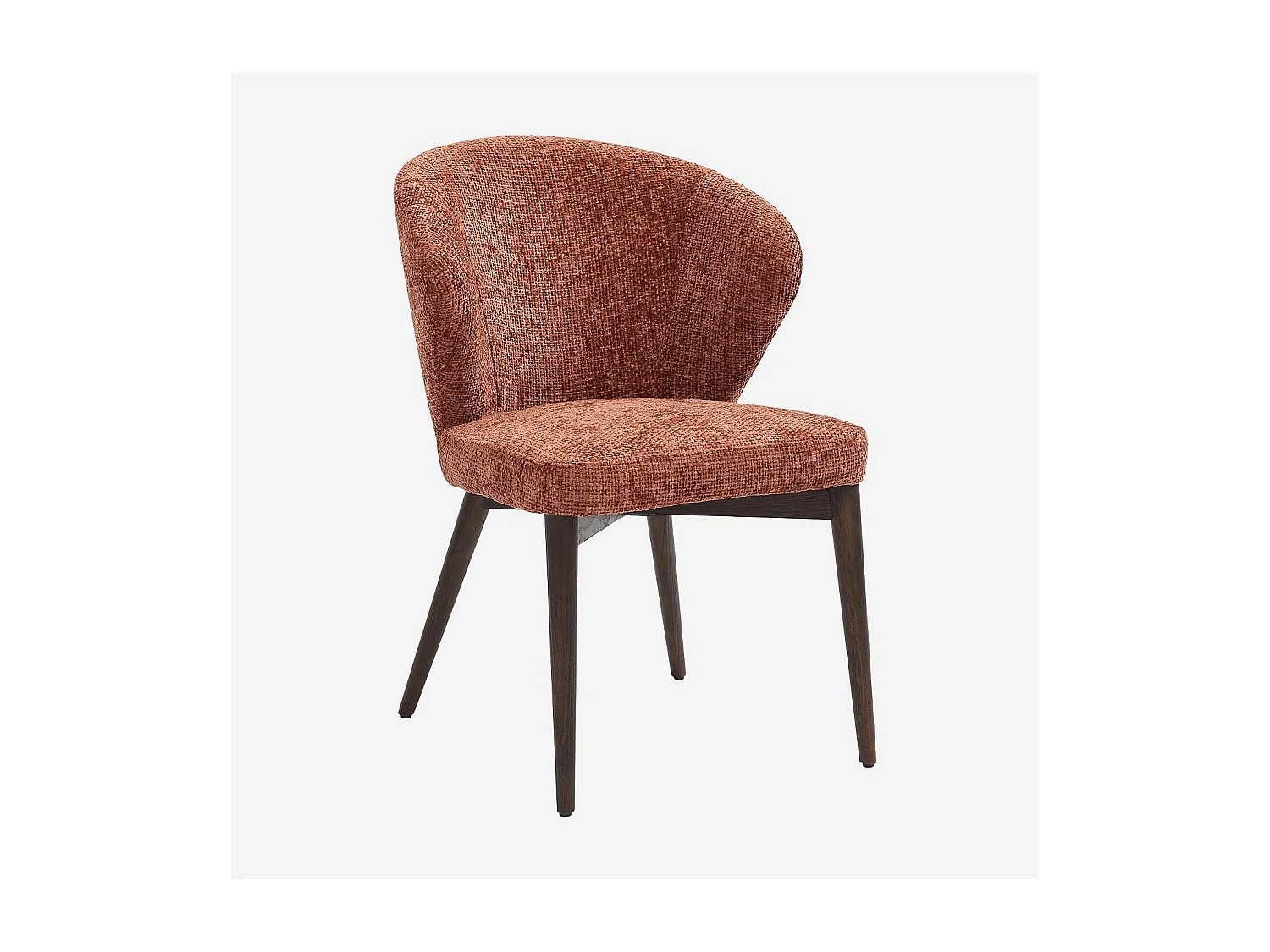 Habitat - Lot de 2 chaises en tissu chenille et bois massif couleur noyer - Terracotta - Luris