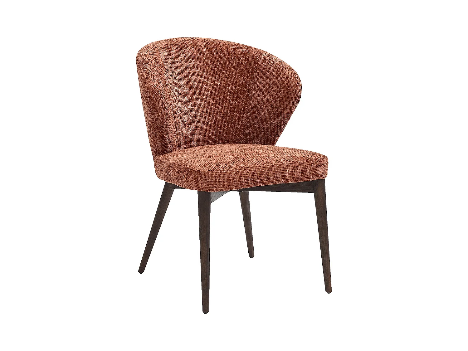 Habitat - Lot de 2 chaises en tissu chenille et bois massif finition noyer - Terracotta - Luris