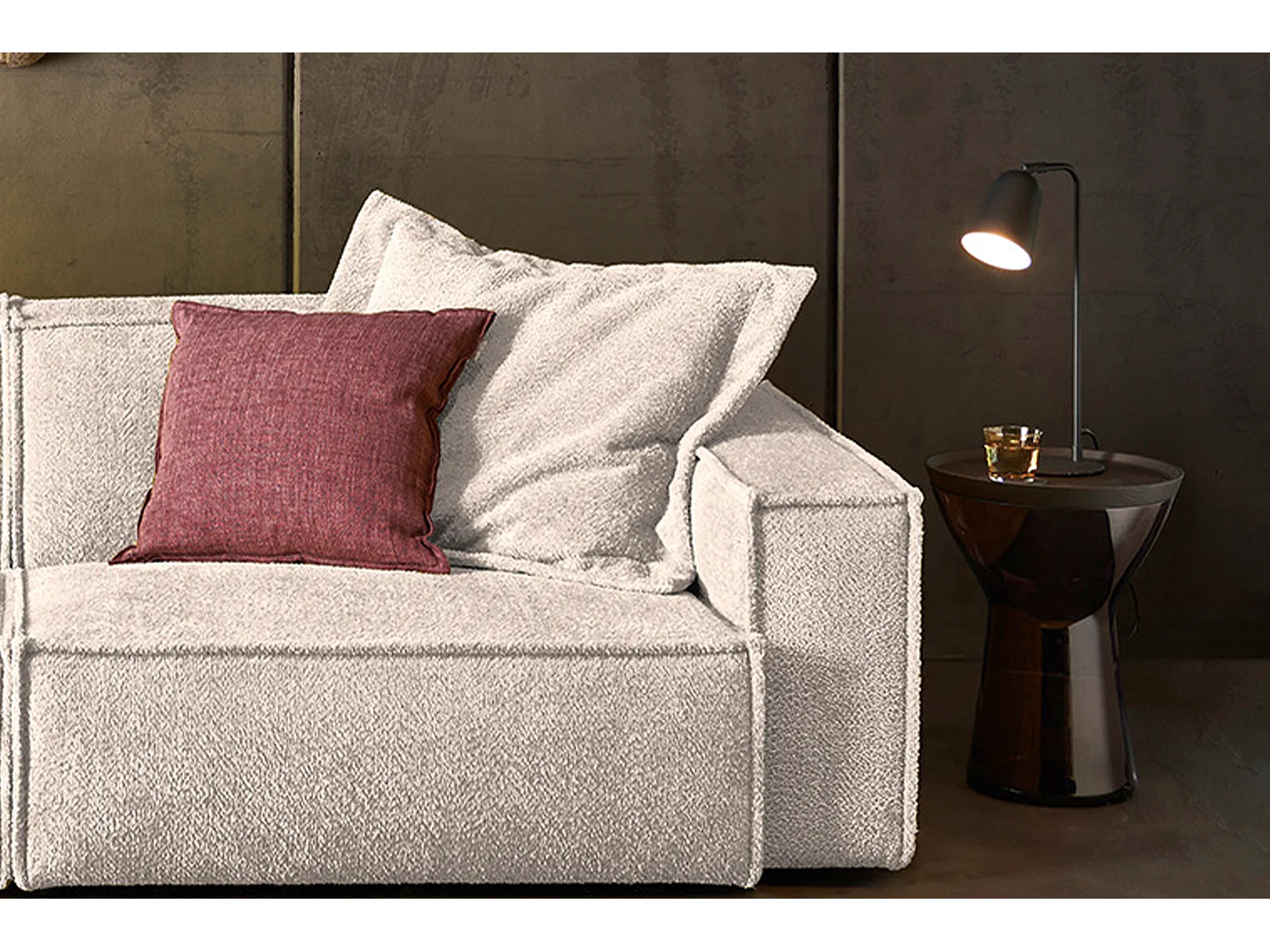 Canapé - blanc tissu tissé - SAMU