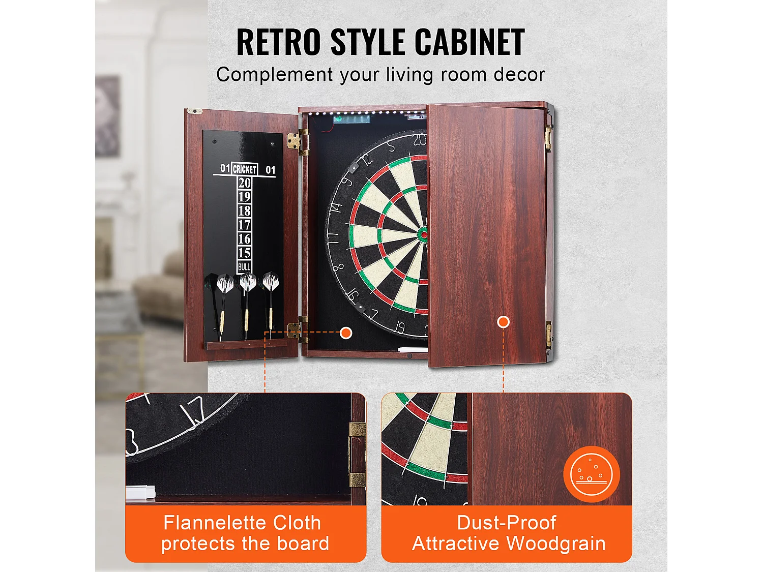 Ensemble Cible de Fléchettes SucceBuy, Taille Officielle, Fléchettes à Pointe en Acier, avec Accessoires