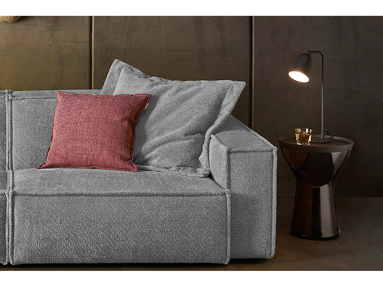 Sofa - Grau Webstoff - SAMU
