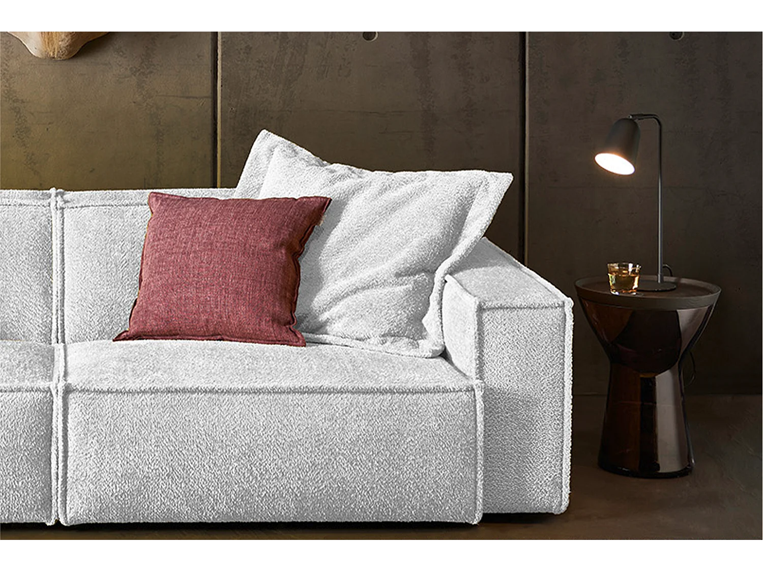 Sofa - Hellgrau Webstoff - SAMU