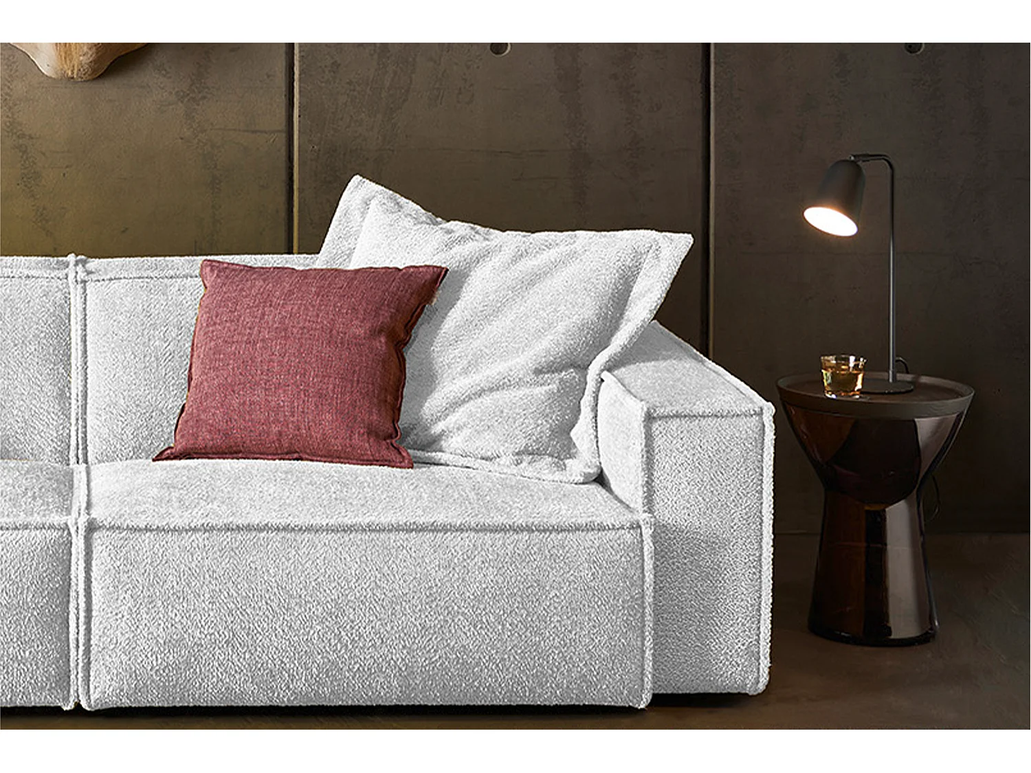 Sofa - Hellgrau Webstoff - SAMU