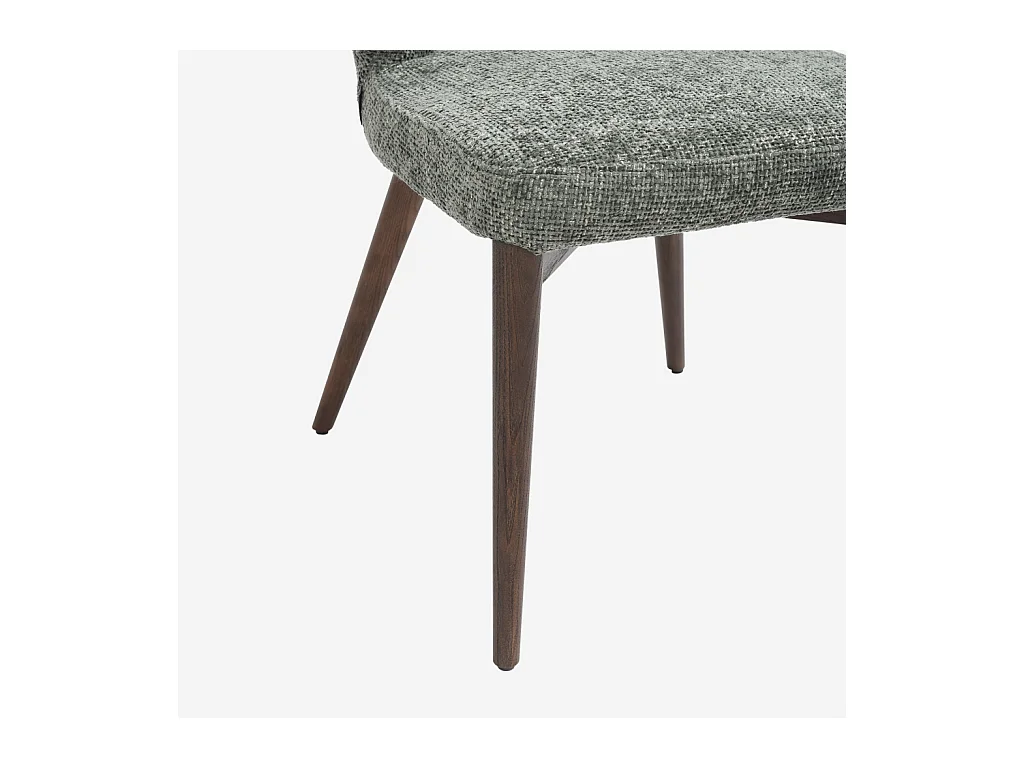 Habitat - Lot de 2 chaises en tissu chenille et bois massif couleur noyer - Vert sapin - Luris