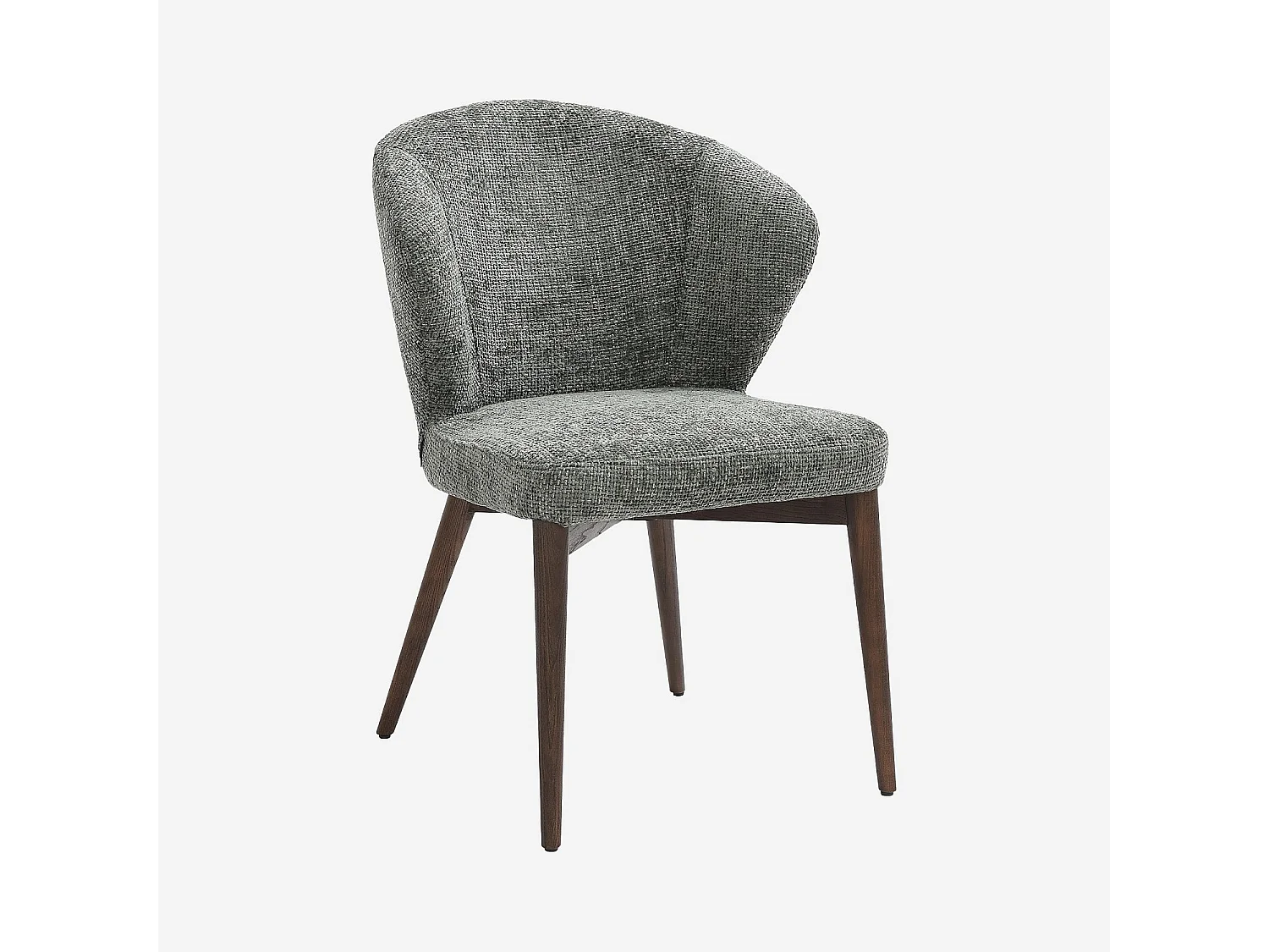 Habitat - Lot de 2 chaises en tissu chenille et bois massif couleur noyer - Vert sapin - Luris