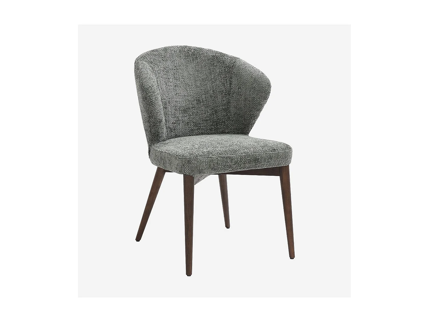 Habitat - Lot de 2 chaises en tissu chenille et bois massif couleur noyer - Vert sapin - Luris