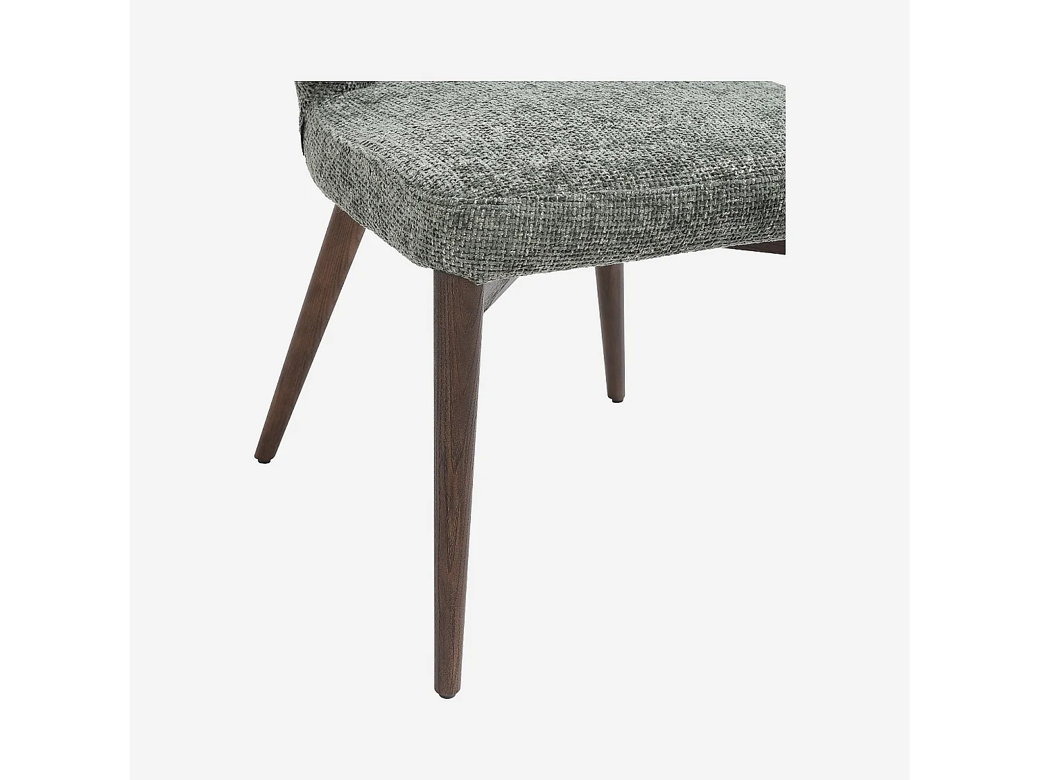 Lot de 2 chaises en tissu chenille et bois massif finition noyer - Vert sapin