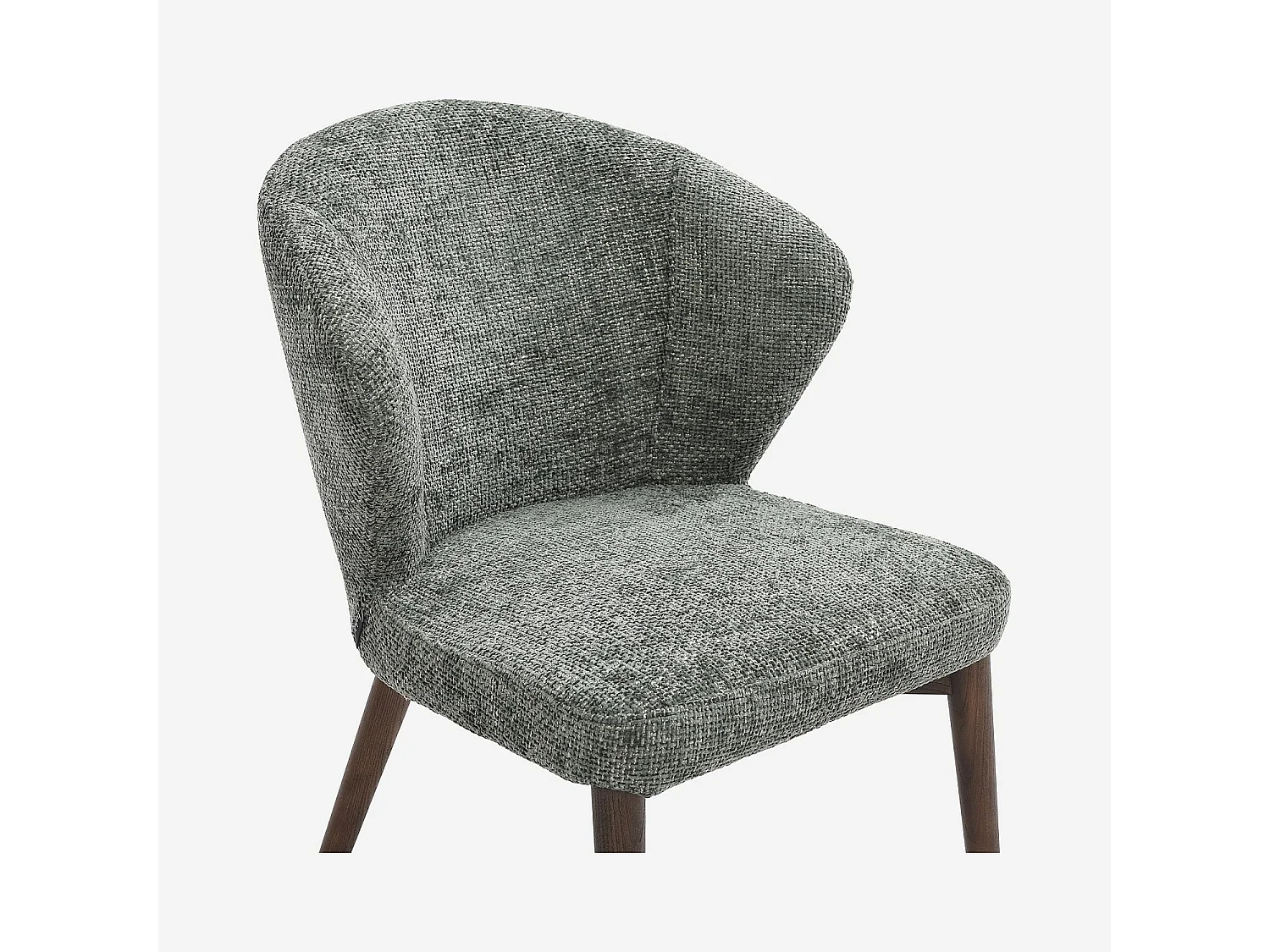 Lot de 2 chaises en tissu chenille et bois massif finition noyer - Vert sapin