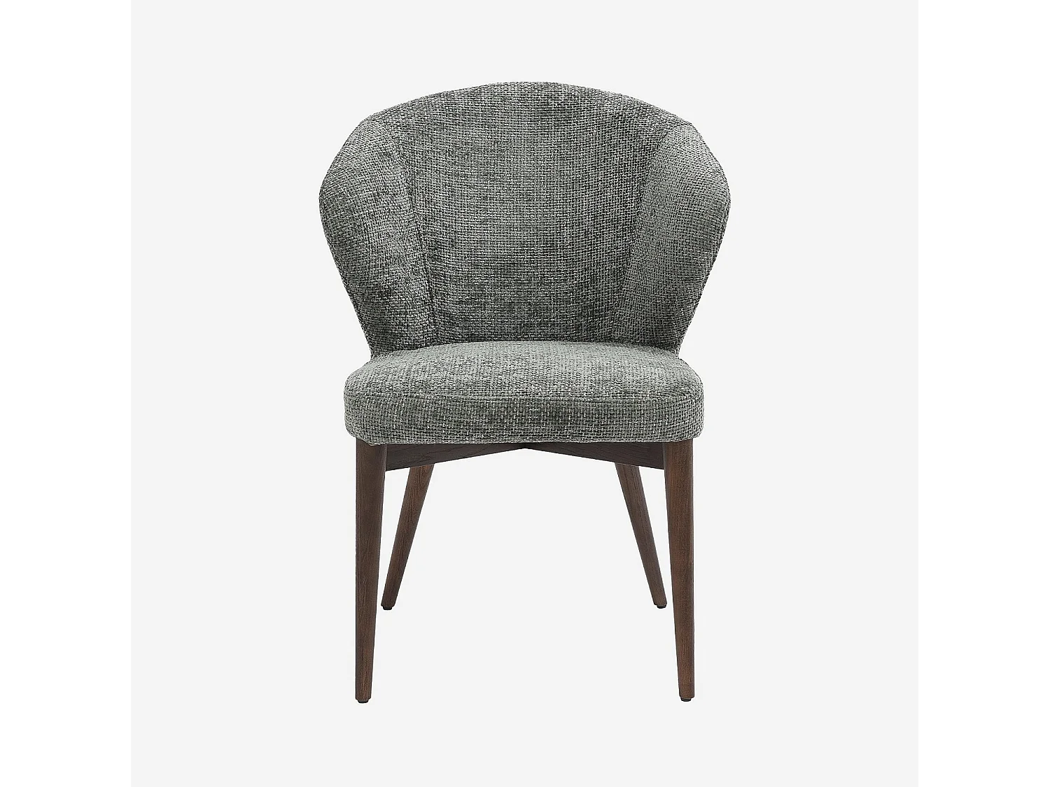 Lot de 2 chaises en tissu chenille et bois massif finition noyer - Vert sapin