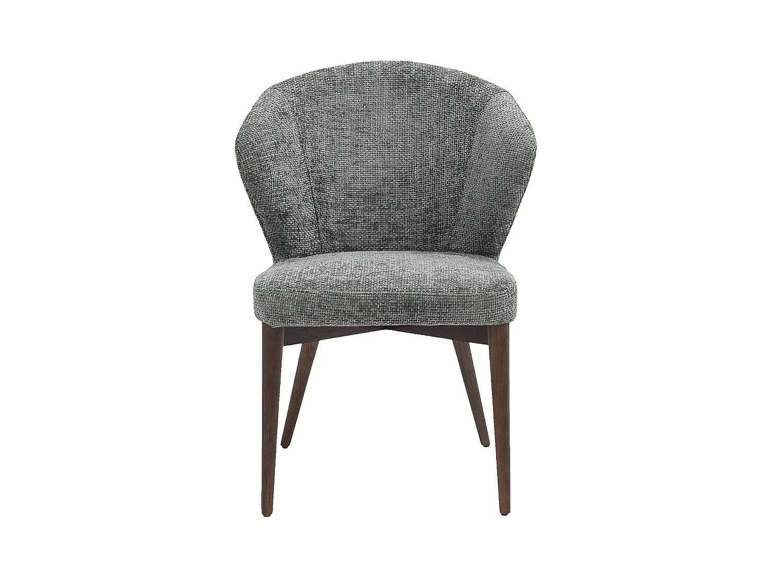 Habitat - Lot de 2 chaises en tissu chenille et bois massif finition noyer - Vert sapin - Luris