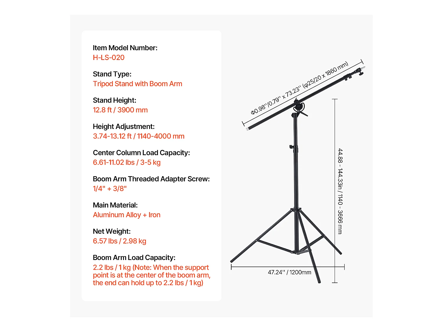Support d'Éclairage Photographique en Aluminium SucceBuy Rembourré, avec Bras Télescopique, Réglable