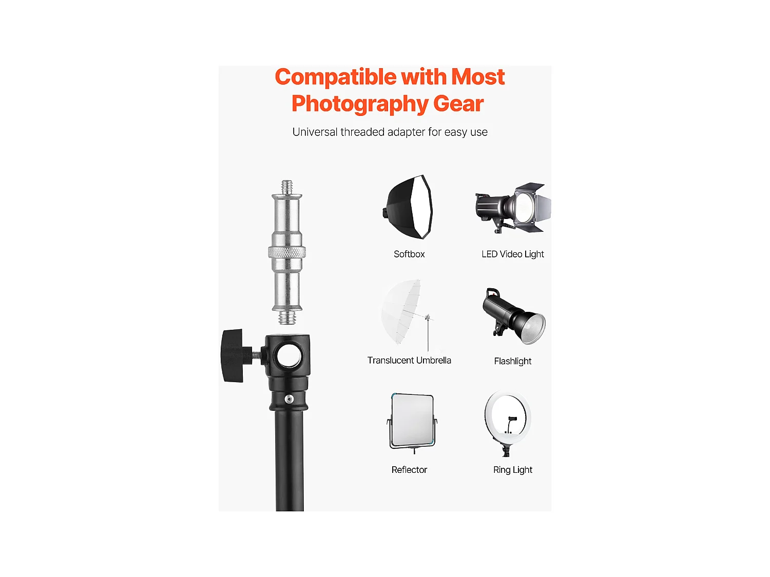 Support d'Éclairage Photographique en Aluminium SucceBuy Rembourré, avec Bras Télescopique, Réglable